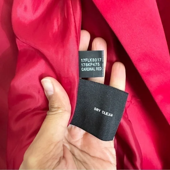 Kenneth Cole New York Women’s Red Mid Length Jacket Trench Coat Wide Collar sz S - Picture 7 of 15